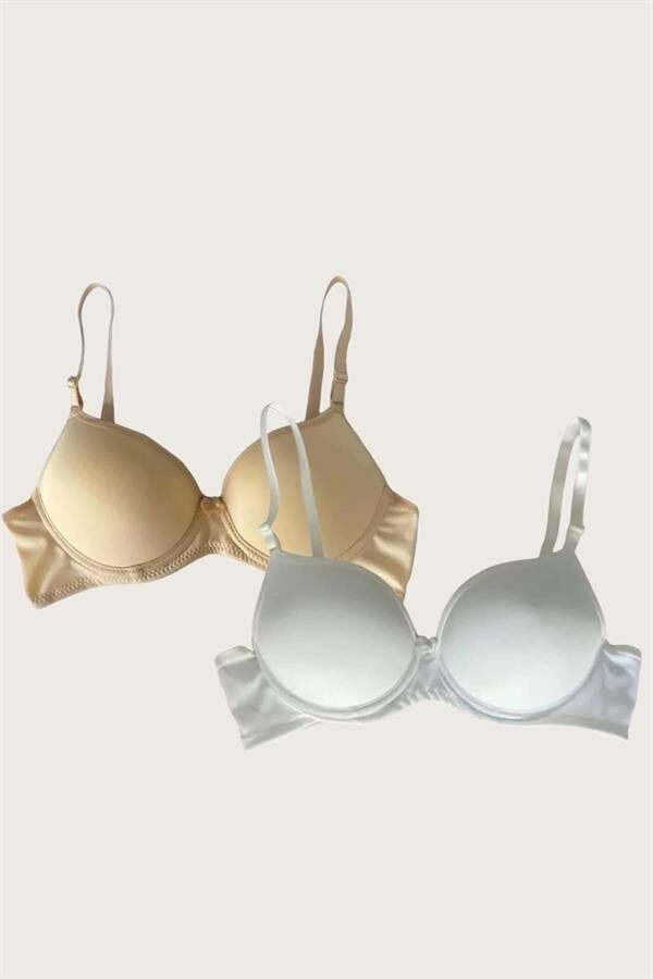 Arias Closet Ten-Beyaz 2'li Mikro Kumaş Push Up Dolgulu Balenli Günlük Destekli Sütyen