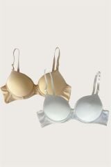 Arias Closet Ten-Beyaz 2'li Mikro Kumaş Push Up Dolgulu Balenli Günlük Destekli Sütyen