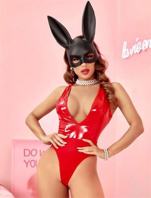 Arias Closet Parlak Kırmızı Deri Fantezi Babydoll