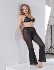 Arias Closet Siyah Transparan Göğüs İp Detaylı Fantezi Sütyen Pijama Takımı