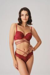 Arias Closet Balenli Destekli Dolgulu Göbek Detaylı Dantelli Sütyen ve String Takım