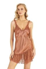 Arias Closet Bakır Kısa Saten Gecelik 8238