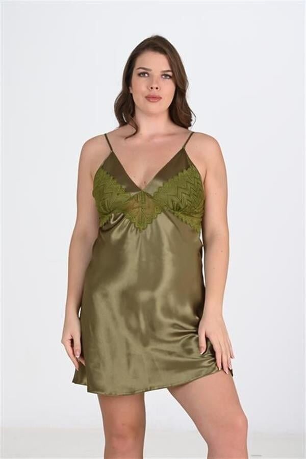 Arias Closet Büyük Beden Haki Gecelik 2104