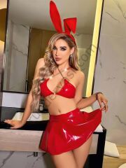 Arias Closet Kırmızı Zincir Detaylı Fantezi Deri Etekli Tavşan Kostümü
