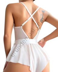 Arias Closet Beyaz Dantel İşlemeli Kurdelalı Fantezi Tül Babydoll