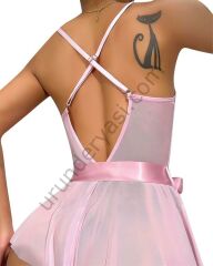 Arias Closet Pembe Dantel İşlemeli Kurdelalı Fantezi Tül Babydoll