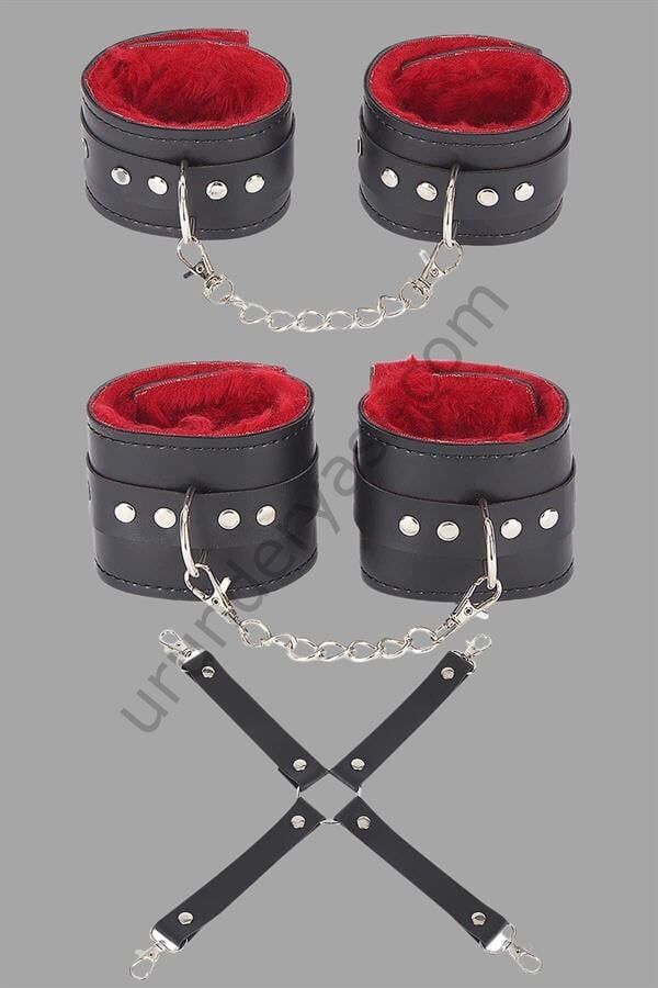 Arias Closet Siyah Kırmızı Harness Fantezi Aksesuar Set