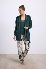 Kadın Saten Sabahlık, Atlet ve Pantolon Takım ( 11554 )