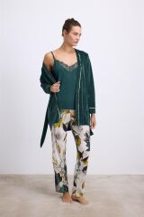 Kadın Saten Sabahlık, Atlet ve Pantolon Takım ( 11554 )