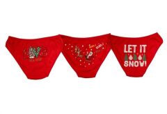 Arias Closet Kırmızı Yılbaşı Desenli 3'lü Pamuklu Külot Takımı