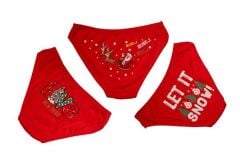 Arias Closet Kırmızı Yılbaşı Desenli 3'lü Pamuklu Külot Takımı