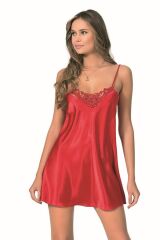 Arias Closet Kırmızı Kısa Saten Gecelik