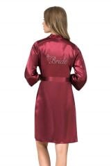 Arias Closet Bordo Kısa Saten Bride Sabahlık