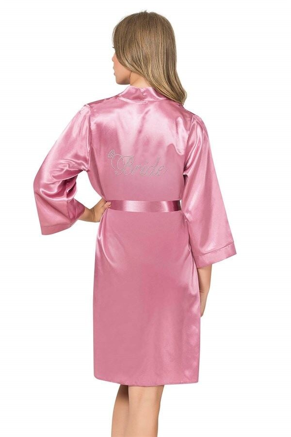 Arias Closet Gül Kurusu Kısa Saten Bride Sabahlık