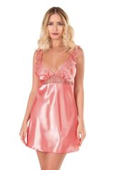 Arias Closet Mercan Kısa Saten Gecelik