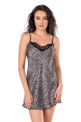 Arias Closet Leopar Kısa Saten Gecelik