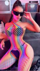 Arias Closet Gökkuşağı Desenli Fileli Fantezi Vücut Çorabı