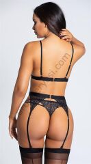 Arias Closet Özel Tasarım Leopar Desenli Dekolteli Fantezi Jartiyer Takımı