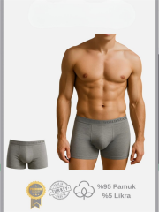 Arias Closet Pamuklu Düz Gri Renk Erkek Boxer