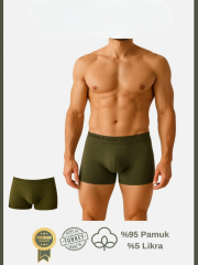 Arias Closet Pamuklu Düz Haki Renk Erkek Boxer