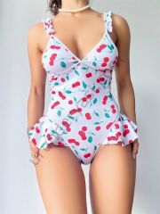 Arias Closet Vişne Desenli Fantezi Body