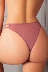 Arias Closet Özel Bölgesi Açık Kelebek İşlemeli Fantezi Desenli Taşlı Vizon Tanga String