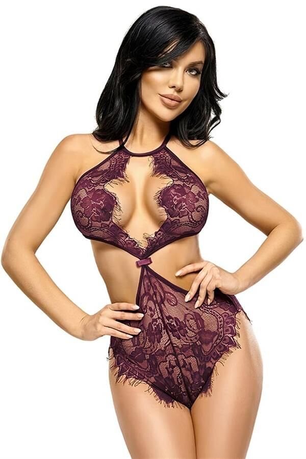 Arias Closet Mor Dantel İşlemeli Boyundan Bağlamalı Fantezi Mayokini