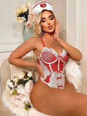 Arias Closet Kırmızı Fantezi Body Hemşire Kostümü